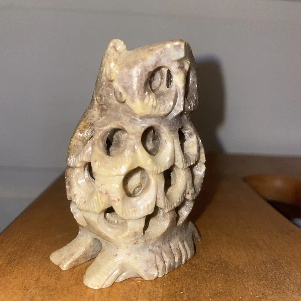 Owlet Inside‎ Owl Hand Carved Soapstone 3